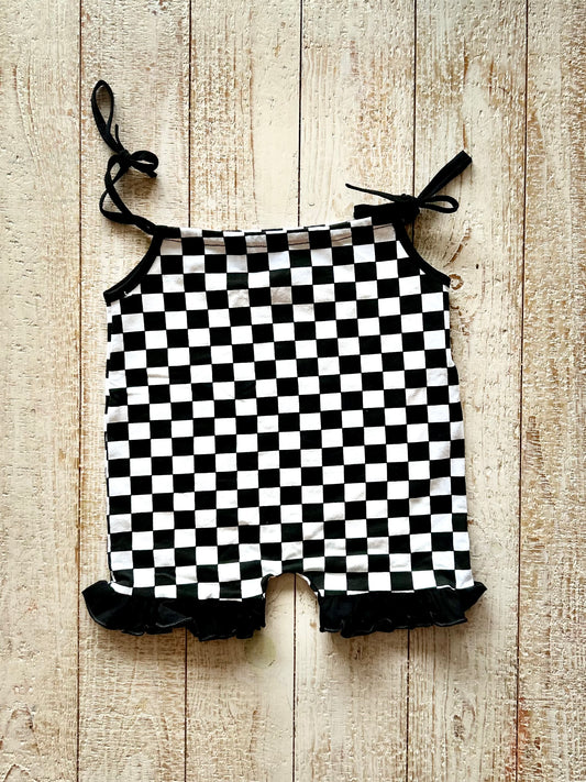 Checkered Tie Romper