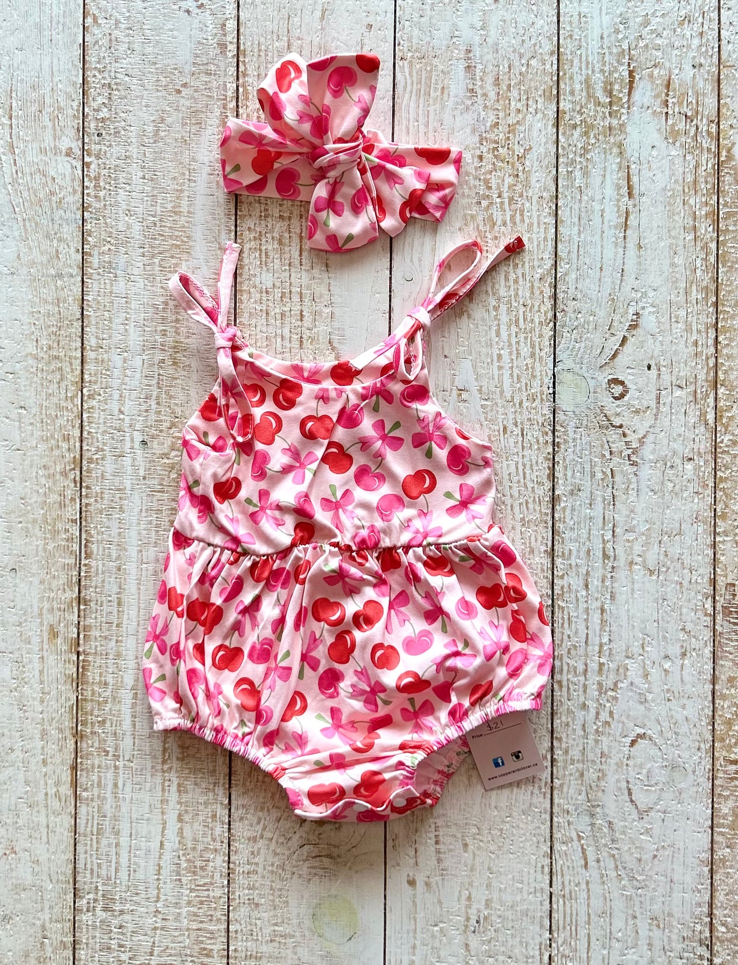 Pink Cherry Romper with Bow