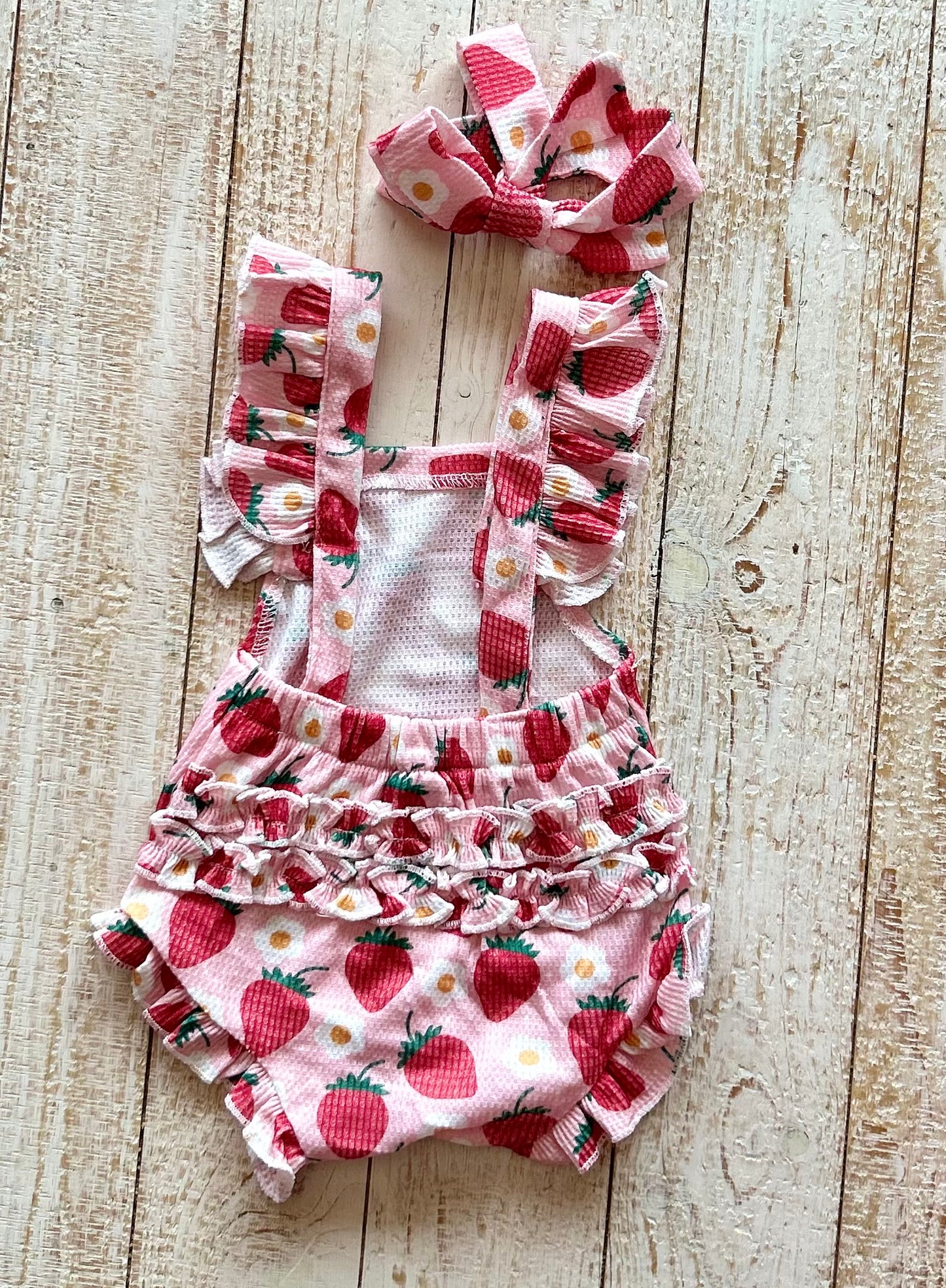 Strawberry Ruffle Romper with Bow