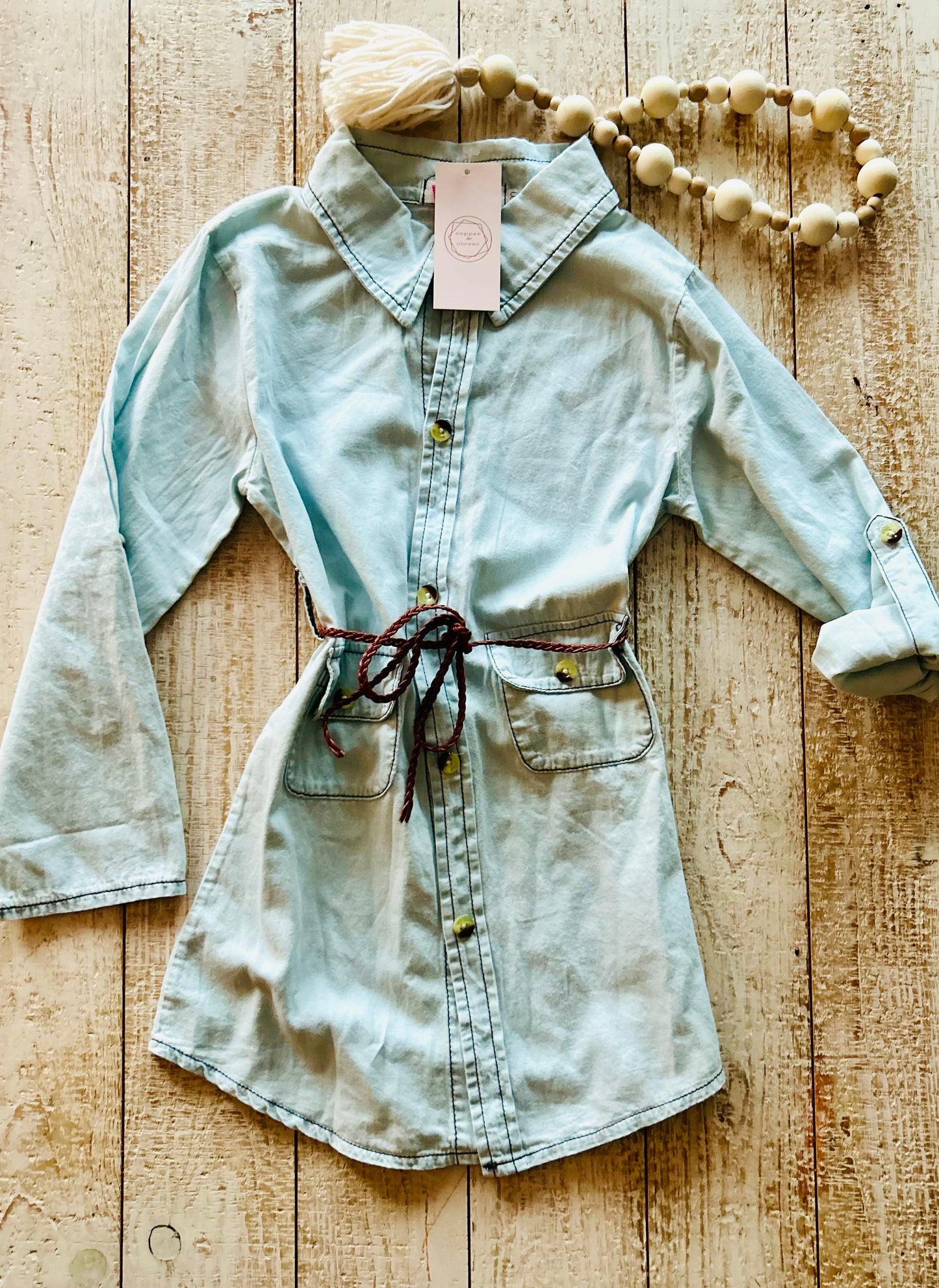 Jean Dress with Brown Belt