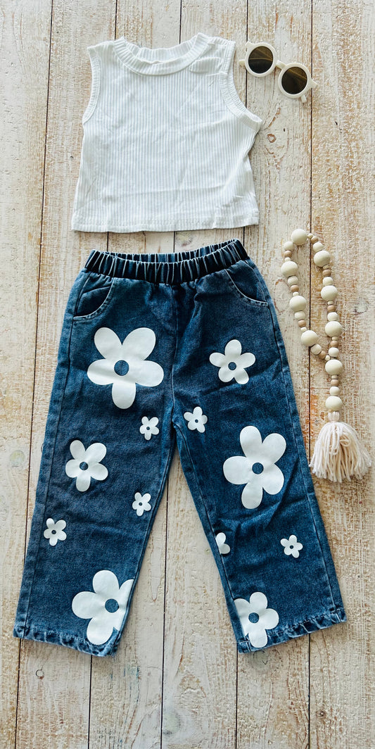 Daisy Jeans with White Top