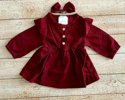 Burgundy Dress with Clip Bow