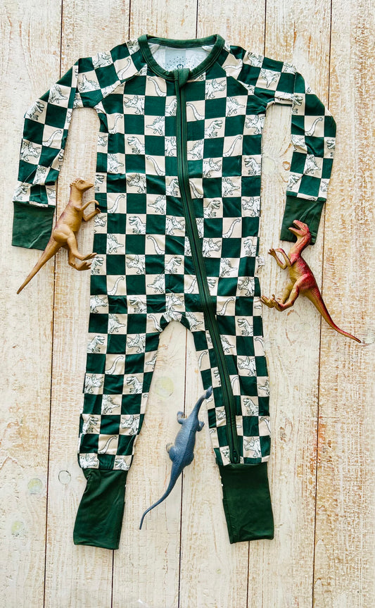 Dino Checker Zipper Jammies