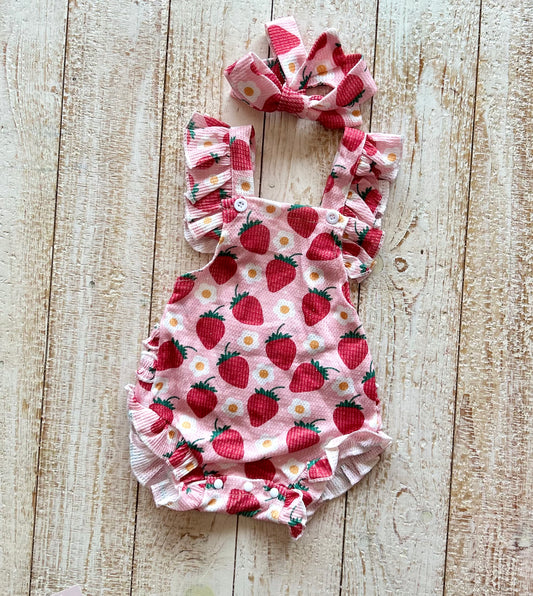 Strawberry Ruffle Romper with Bow