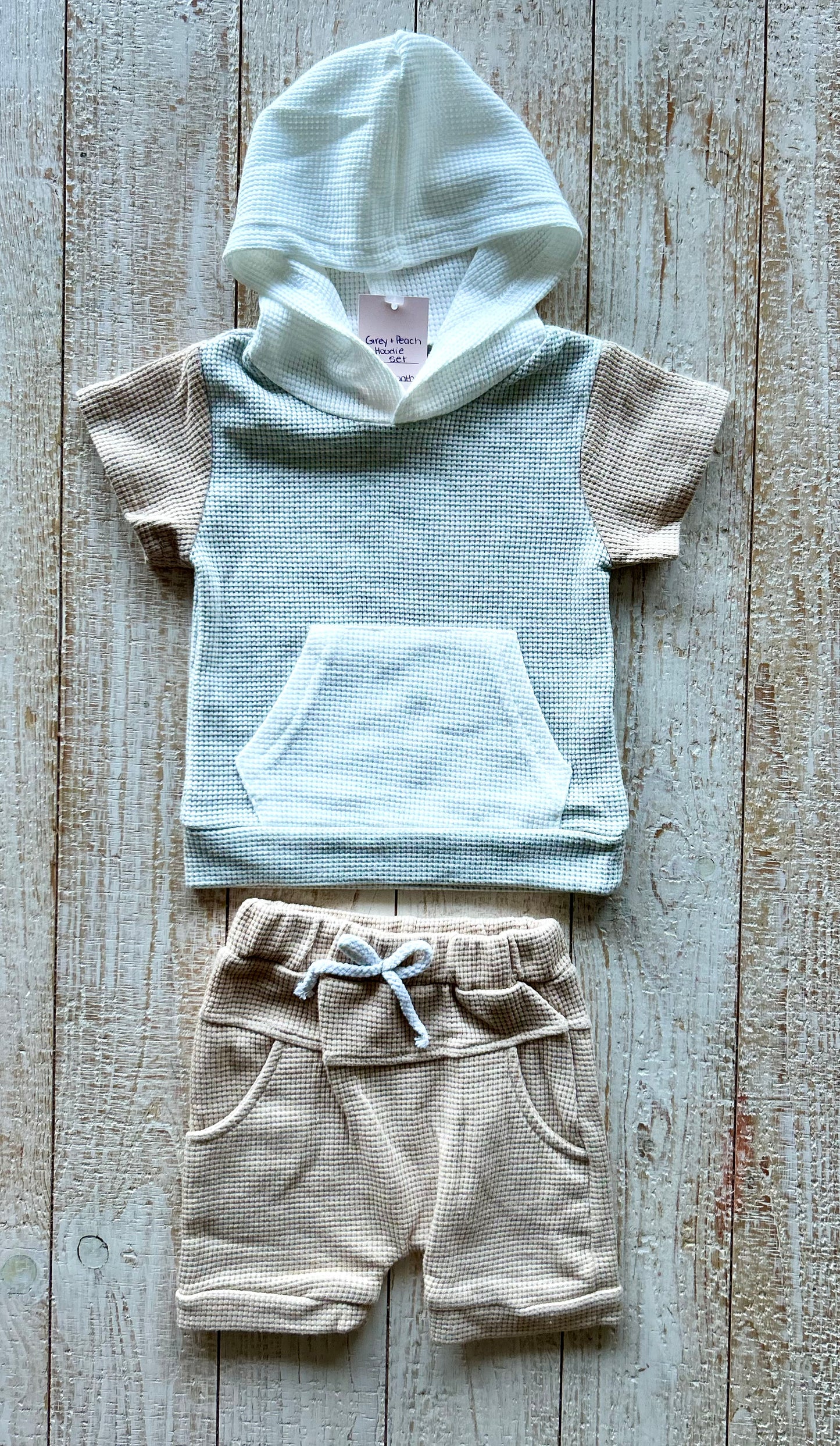 Grey & Peach Hoodie Set