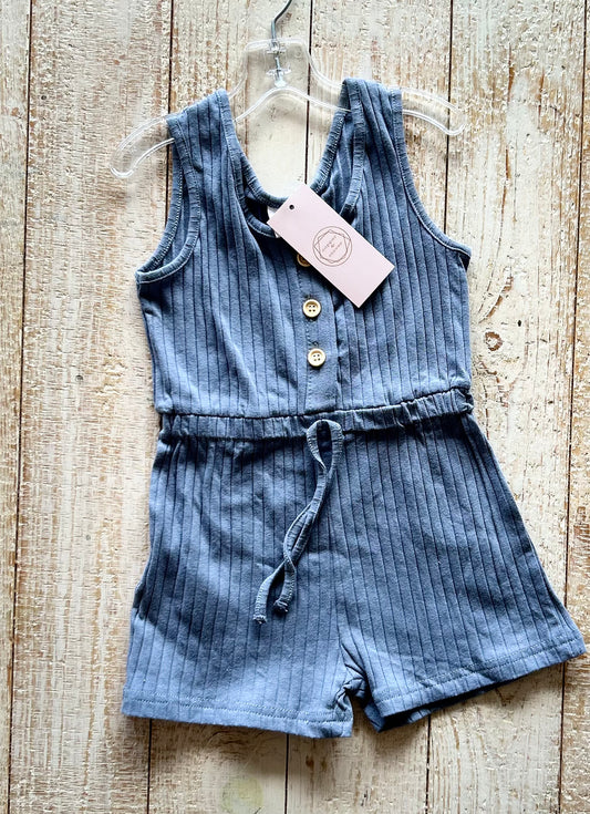 Blue Solid Short Jumpsuit