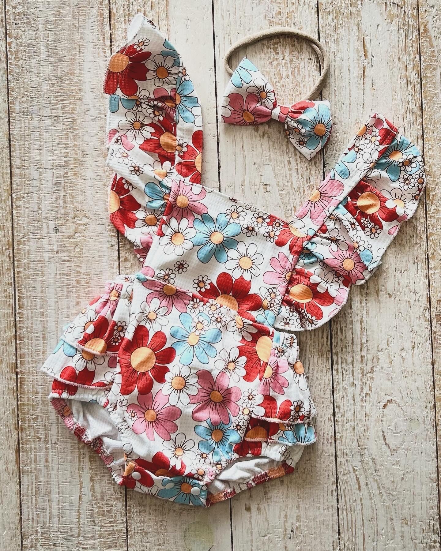 Groovy Ruffle Romper with Headband